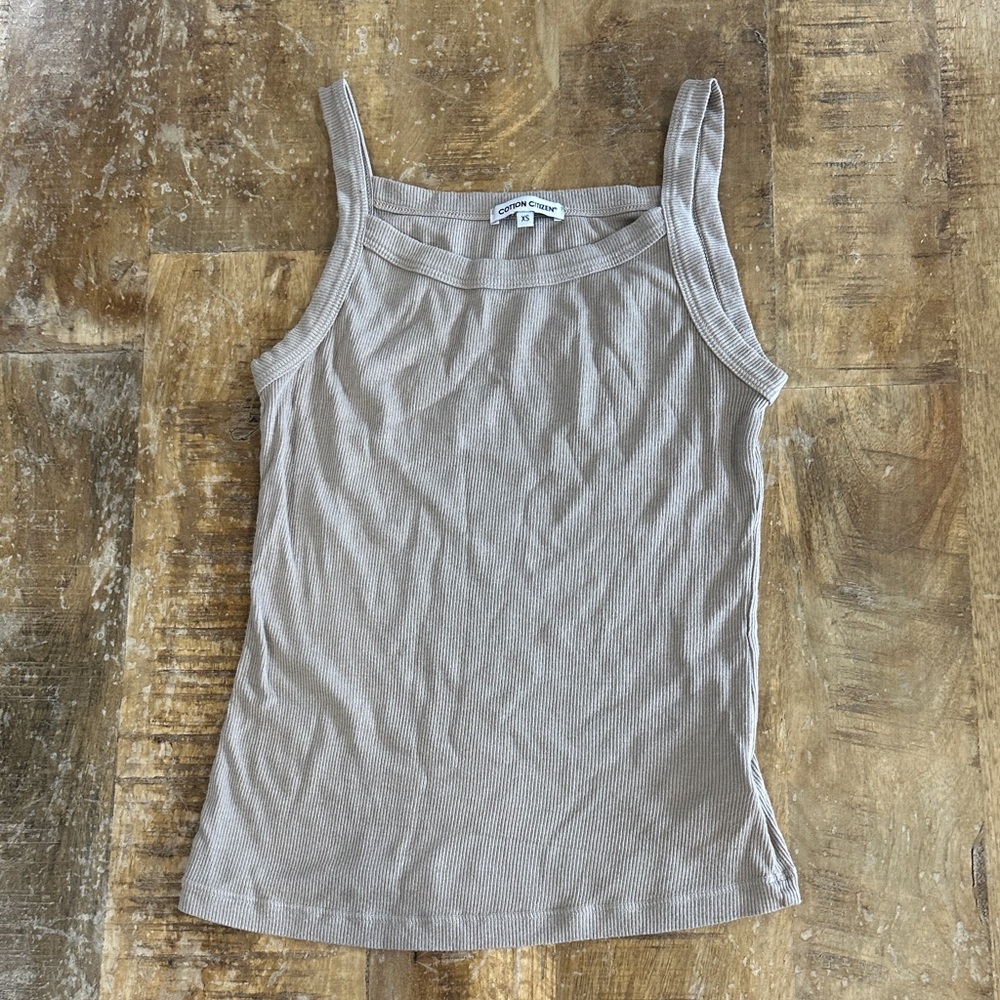 Cotton Citizen Taupe Ribbed Tank Top - Women